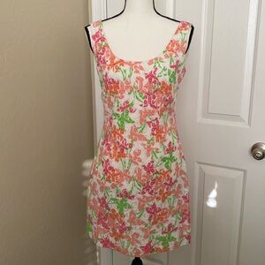 LILLY PULITZER Floral Lace Overlay Sheath Dress sz 4